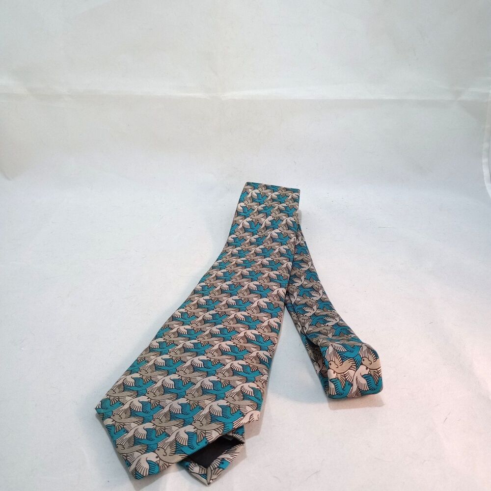 Men's Boxelder Company Milwaukee Silk Tie Necktie Art of MC Escher WHITE DOVES